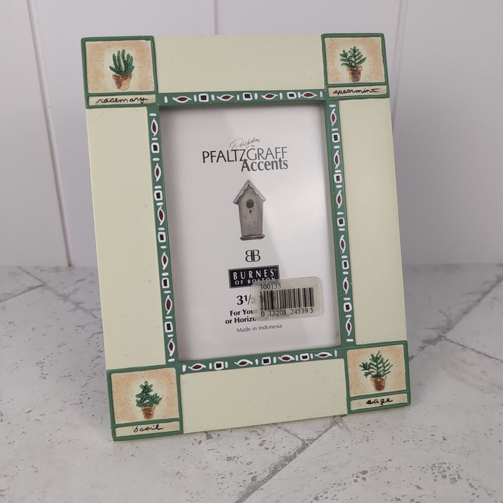Naturewood by Pfaltzgraff Accents Photo Frame Stoneware Beige Green NOS